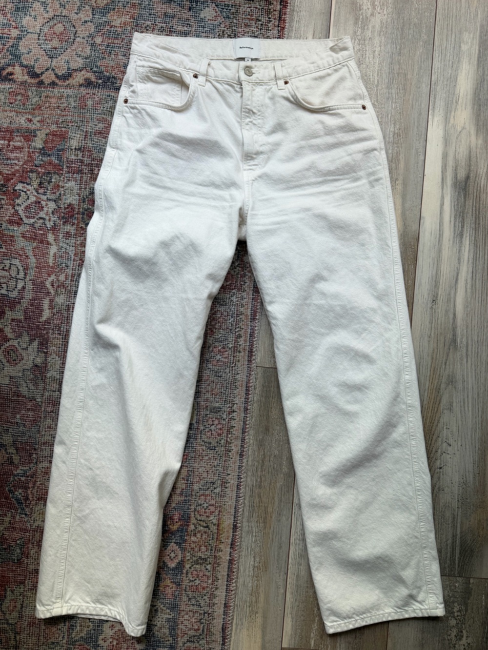 Reformation Val 90s Mid-Rise Straight Jeans 29 FIOR DI LATTE / Ecru - Picture 3 of 4